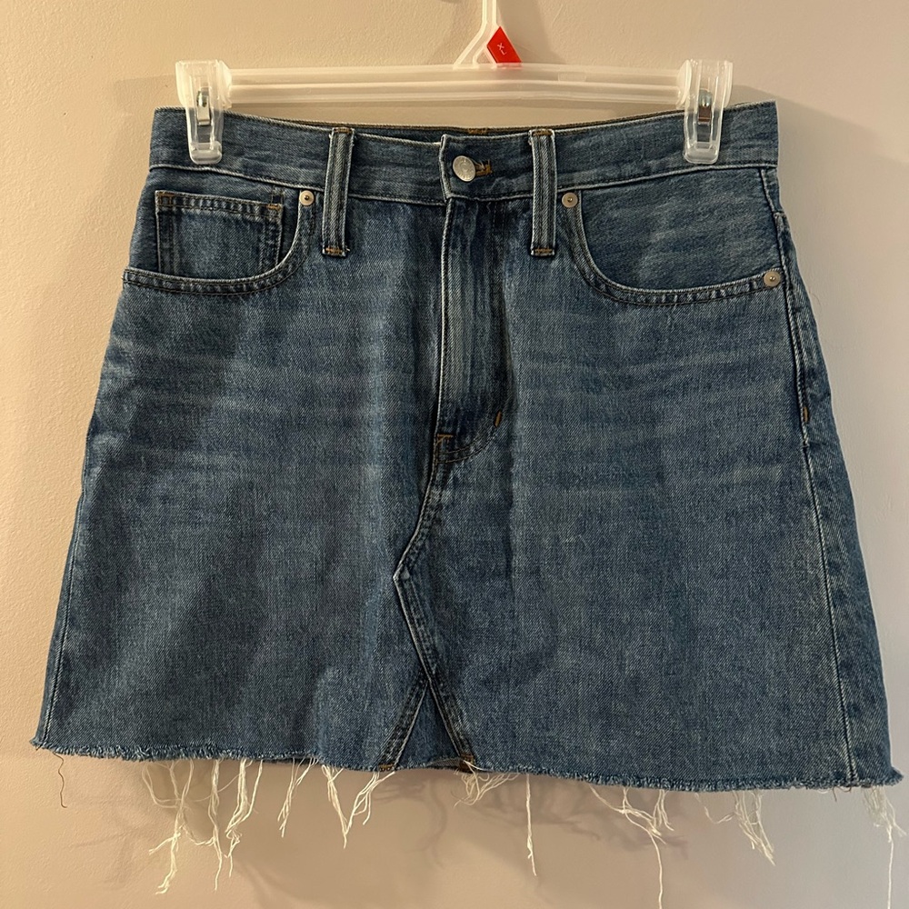 Madewell Frayed Hem Denim Mini Skirt